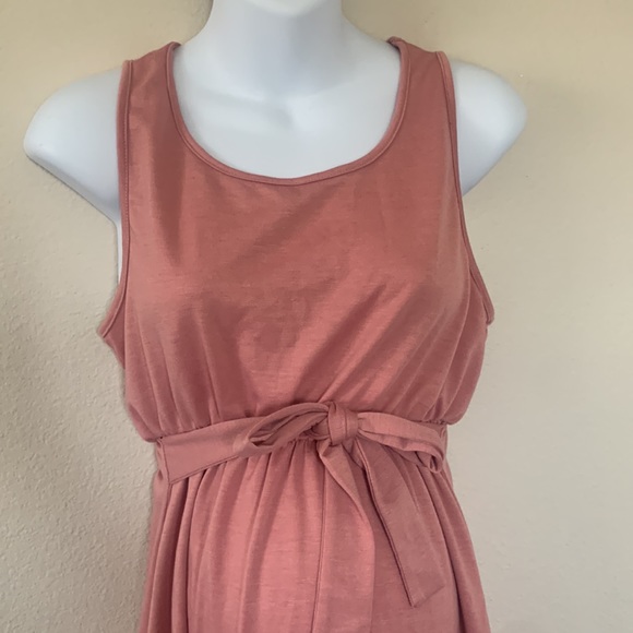 Pinkblush Mauve Pink Scoop Neck Tie Waist Sleeveless Tank Mini Dress - Picture 2 of 8